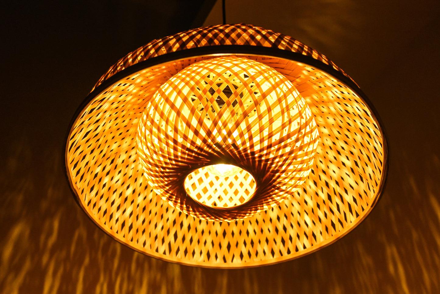 Bamboo Bloom    Bowl-Shaped Bamboo Lamp with Inner Globe Light