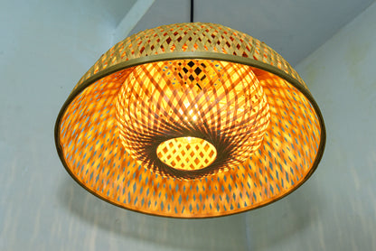 Bamboo Bloom    Bowl-Shaped Bamboo Lamp with Inner Globe Light